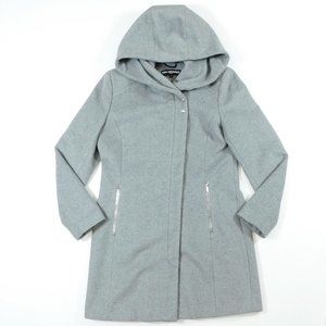 KARL LAGERFELD Womens Medium Gray Woolblend Zip Coat Hooded